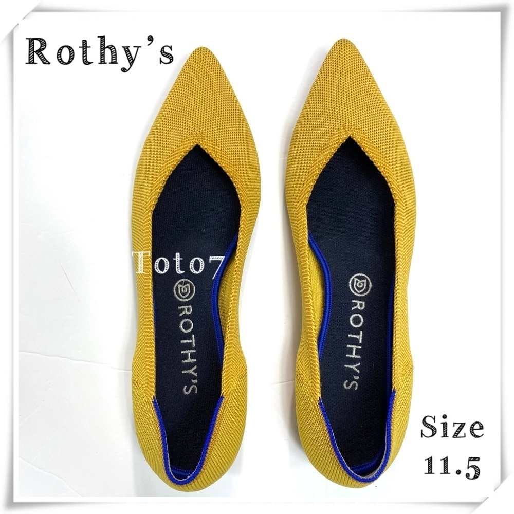 Rothy’s Pointed Toe Flats Shoes in Marigold Yellow Size 11.5